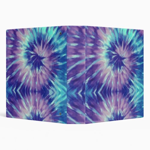 Tiedye Blue Lila Rainbow Spiral Hippie Tie Dye   3 Ring Binder