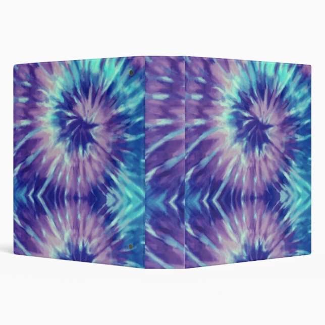 Tiedye Blue Lila Rainbow Spiral Hippie Tie Dye   3 Ring Binder (Background)