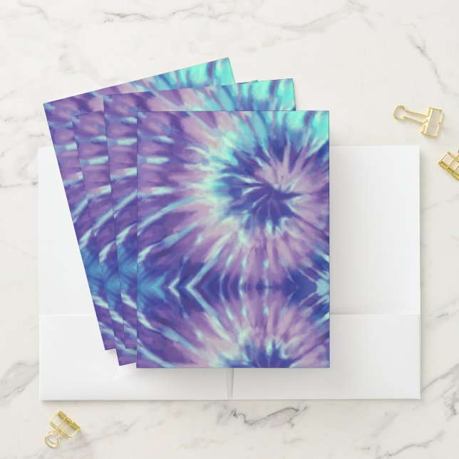 Tiedye Blue Lila Rainbow Spiral Hippie Tie Dye    Pocket Folder (In Situ)