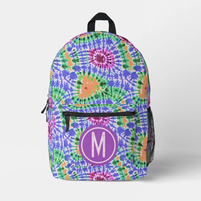 Tiedye colorful pattern printed backpack (Front)
