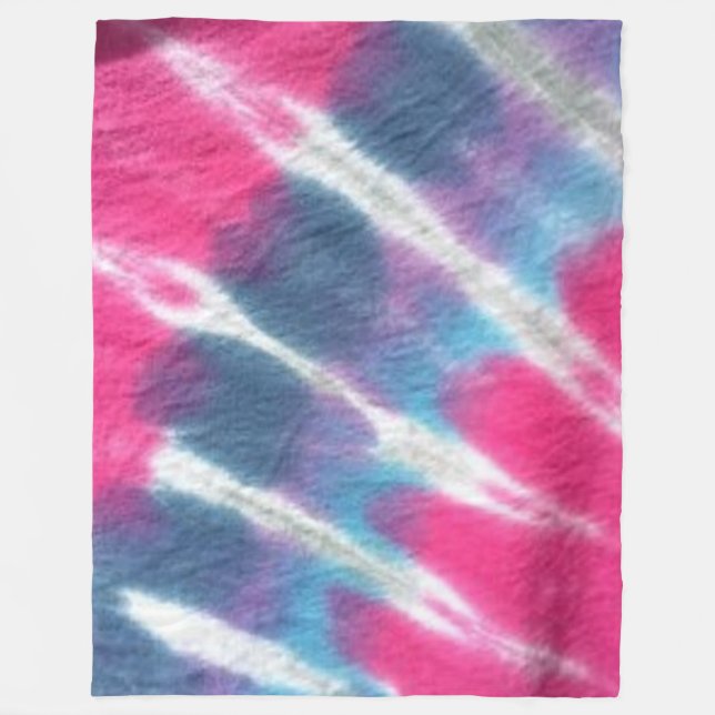 tiedye fleece blanket large   pink silver blue (Front)