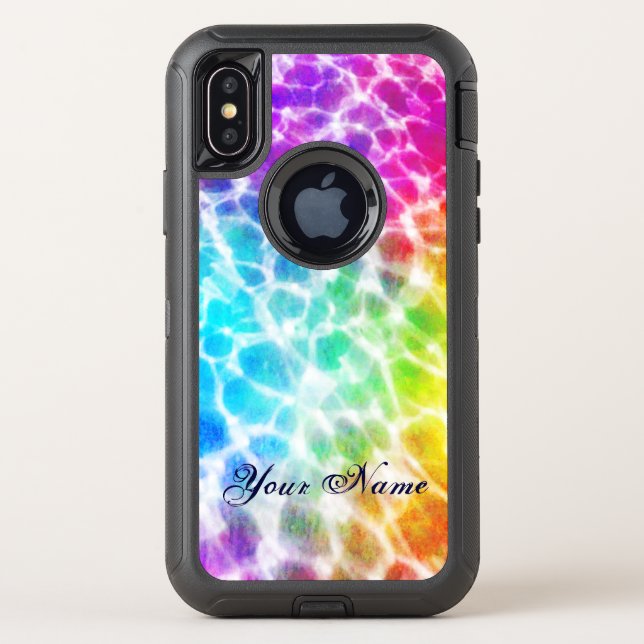 Tiedye Hippie Rainbow Swimming Pool Effect Custom Otterbox iPhone Case (Back)