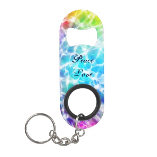 Tiedye Hippie Wavy Rainbow Effect Keychain Bottle Opener
