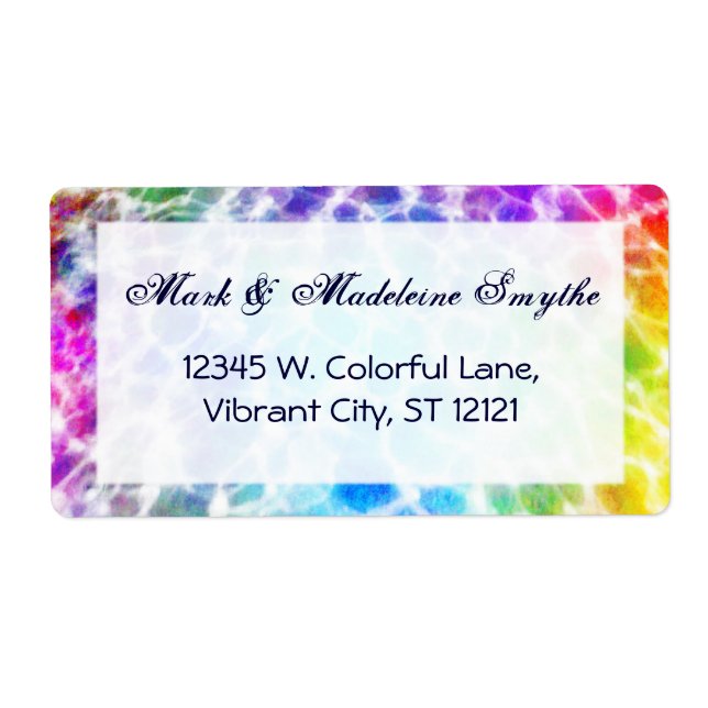 Tiedye Hippie Wavy Rainbow Effect Label (Front)
