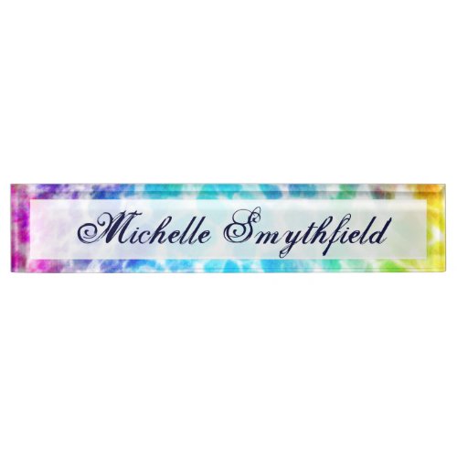 Tiedye Hippie Wavy Rainbow Effect Name Plate