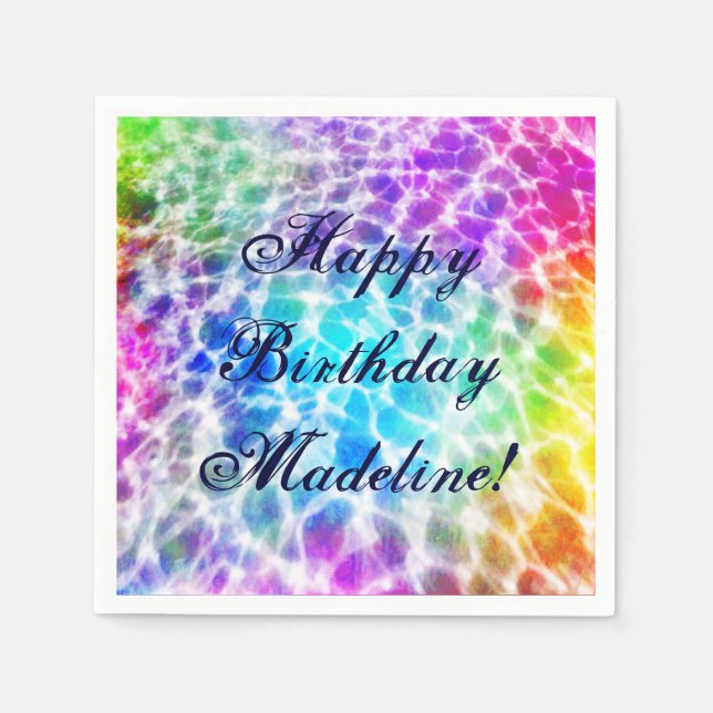 Tiedye Hippie Wavy Rainbow Effect Paper Napkins (Front)