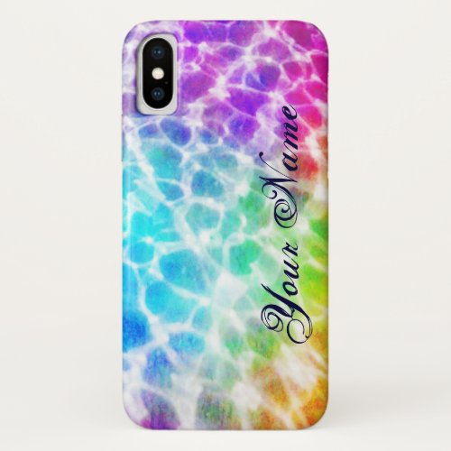 Tiedye Hippie Wavy Rainbow Effect Personalized iPhone X Case