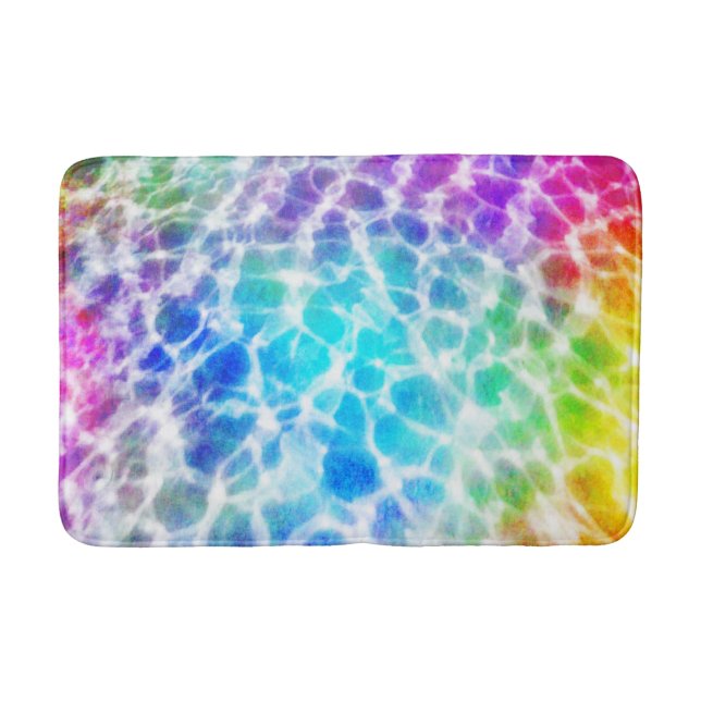 Tiedye Hippie Wavy Rainbow Pool Water Effect Bathroom Mat (Front)