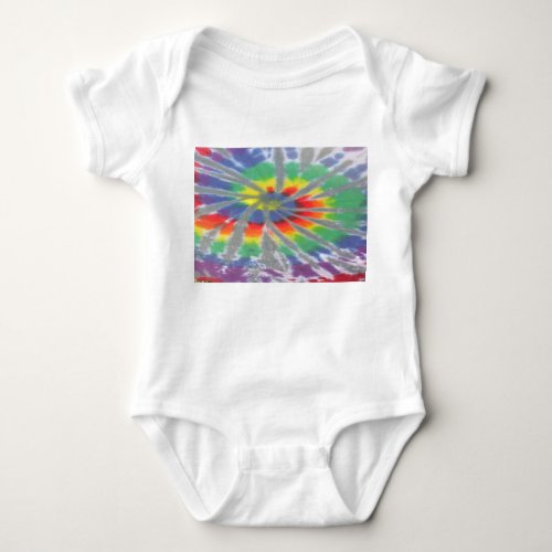 tiedye one piece jumper rainbow and silver spiral baby bodysuit