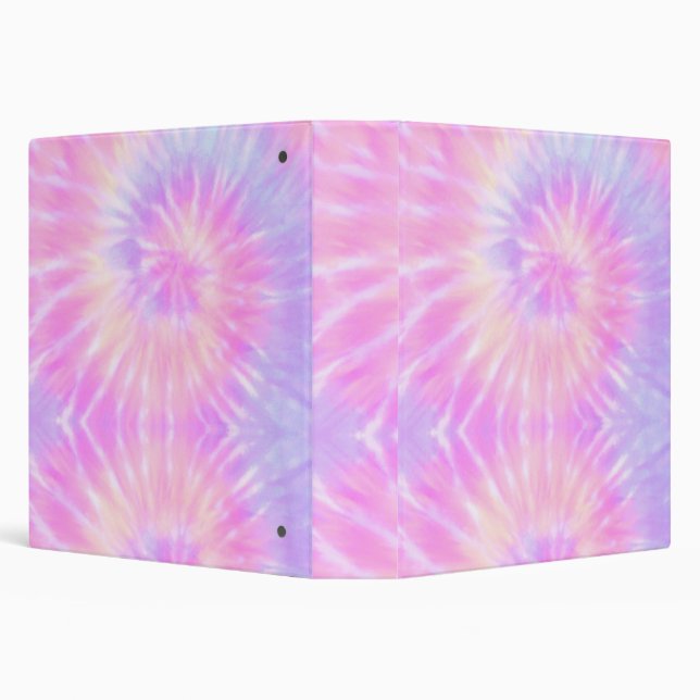Tiedye Pastel Rainbow Spiral Hippie Tie Dye   3 Ring Binder (Background)