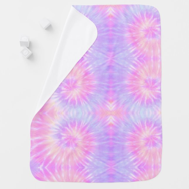 Tiedye Pastel Rainbow Spiral Hippie Tie Dye   Baby Blanket (In Situ)
