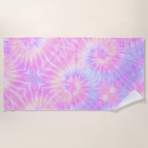 Tiedye Pastel Rainbow Spiral Hippie Tie Dye    Beach Towel