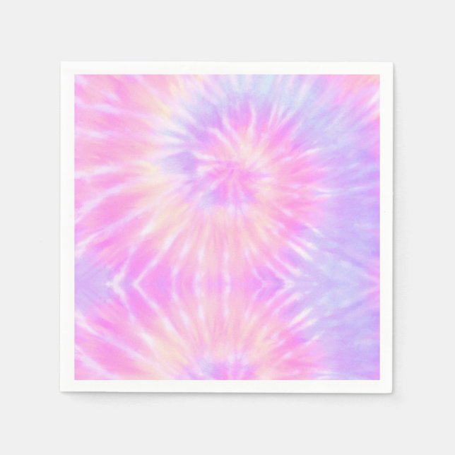Tiedye Pastel Rainbow Spiral Hippie Tie Dye   Napkins (Front)