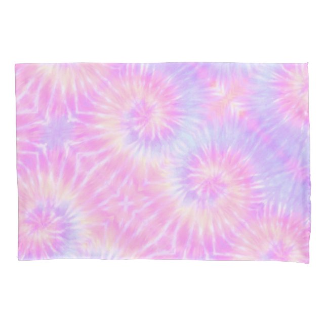 Tiedye Pastel Rainbow Spiral Hippie Tie Dye   Pillow Case (Front)