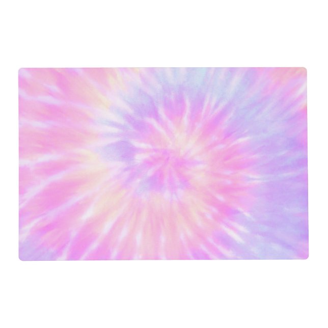 Tiedye Pastel Rainbow Spiral Hippie Tie Dye  Placemat (Front)