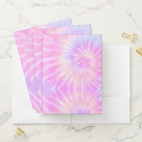 Tiedye Pastel Rainbow Spiral Hippie Tie Dye    Pocket Folder