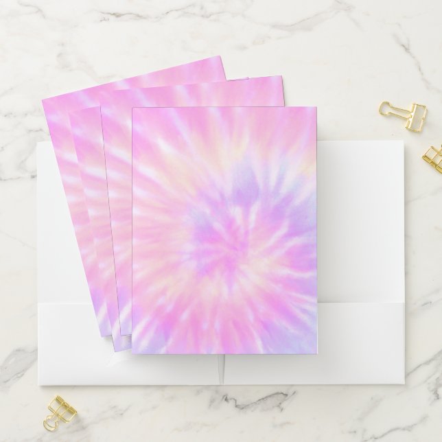 Tiedye Pastel Rainbow Spiral Hippie Tie Dye   Pocket Folder (In Situ)
