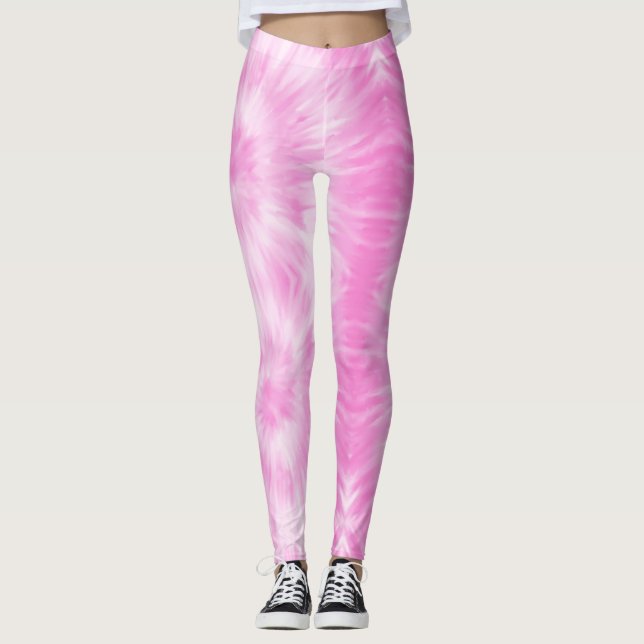 Tiedye Pink Spiral Hippie Tie Dye    Leggings (Front)