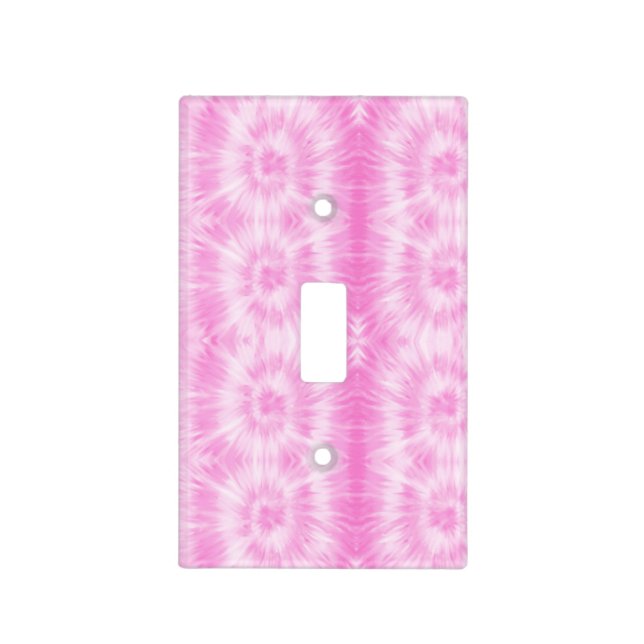Tiedye Pink Spiral Hippie Tie Dye  Light Switch Cover (Front)