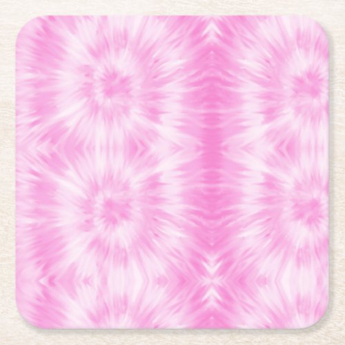 Tiedye Pink Spiral Hippie Tie Dye   Square Paper Coaster
