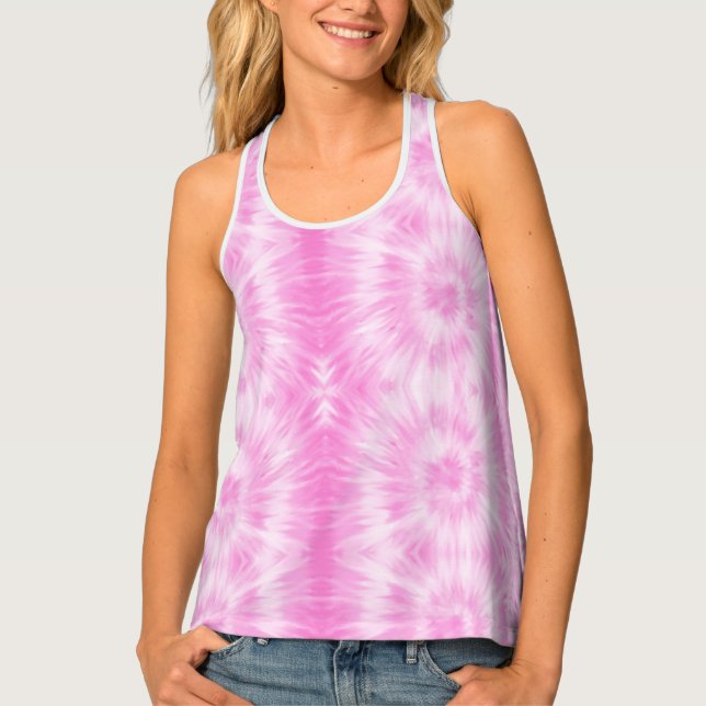 Tiedye Pink Spiral Hippie Tie Dye  Tank Top (Front)