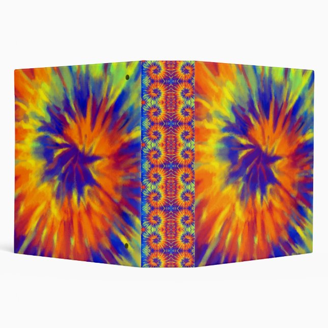 Tiedye Rainbow Spiral Hippie Tie Dye  3 Ring Binder (Background)