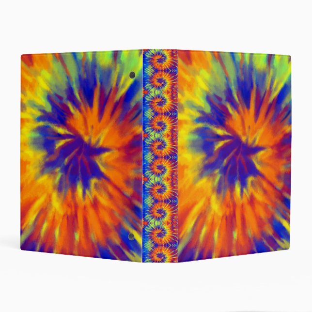 Tiedye Rainbow Spiral Hippie Tie Dye Mini Binder (Background)