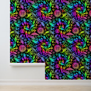 Tiedye Retro Hippie Flower Pattern Colorful Floral Wallpaper