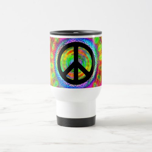 Tiedye Target Peace Symbol Travel Mug