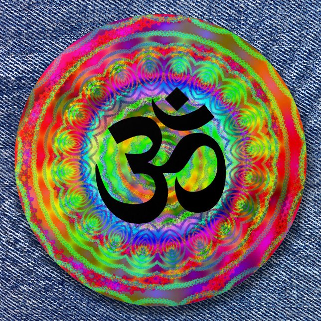 Tiedye Target with Om Symbol Button (Tiedye Target with Om Symbol Button)