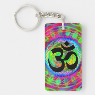 Tiedye Target with Om Symbol Keychain