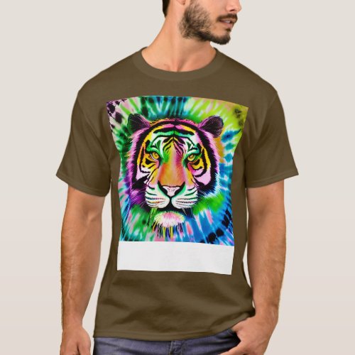TieDye Tiger Head Painting T_Shirt