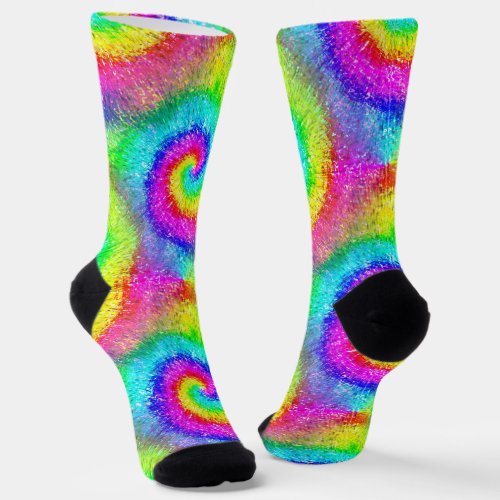 Tiedye Trippy Hippie Psychedelic Retro Monogrammed Socks