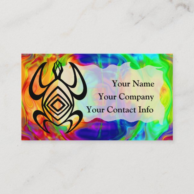 Tiedye Turtle Business Card Template (Front)