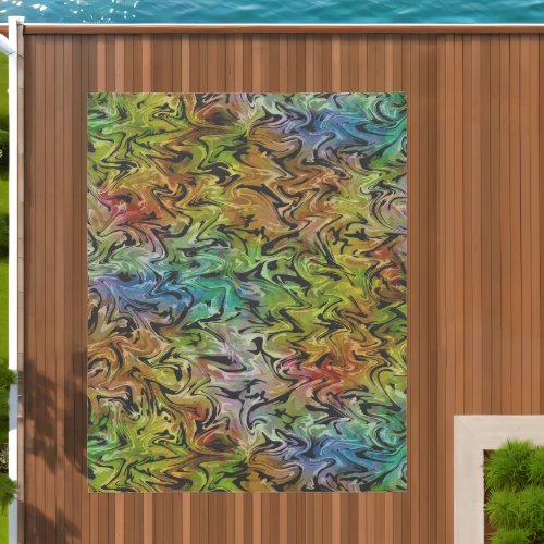 TieDyed Colorful Wavy Psychedelic Swirls Hippie Outdoor Rug