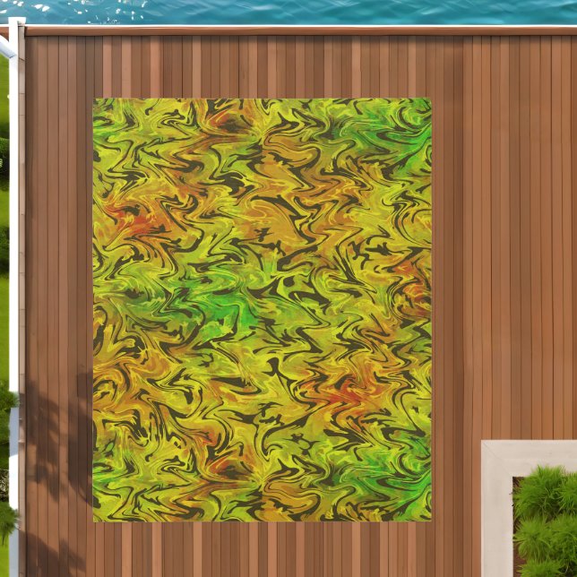 TieDyed Wavy Psychedelic Swirls Bright Vibrant Outdoor Rug (Insitu (Outdoor 2))