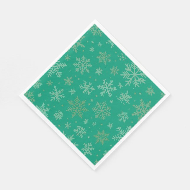 Tiel and Gold Snowflakes Napkins (Corner)