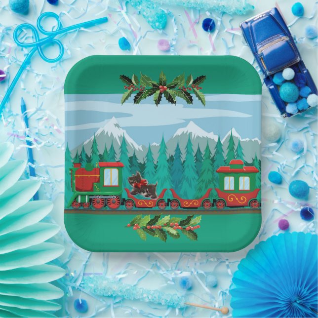 Tiel Merry Christmas Train Paper Plates (Party)