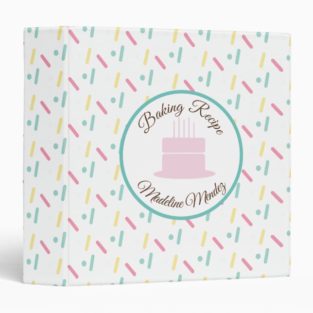 Tier Cake Sprinkles Baker Recipe  3 Ring Binder (Front/Spine)