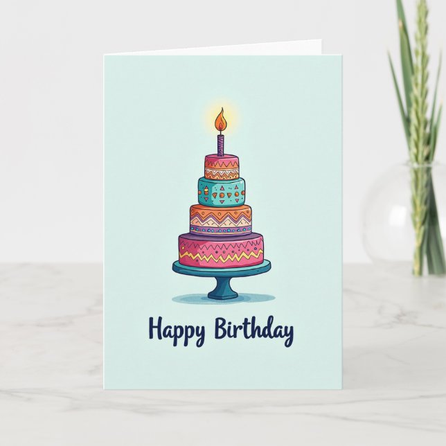 Tiered Birthday Cake Card (Front)