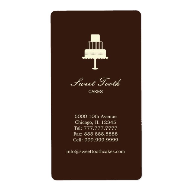 "Tiered Cake" Cake Box Label - Vertical (Front)