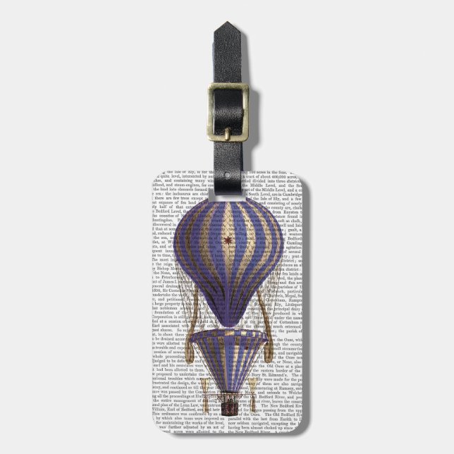 Tiered Hot Air Balloon Blue Luggage Tag (Front Vertical)
