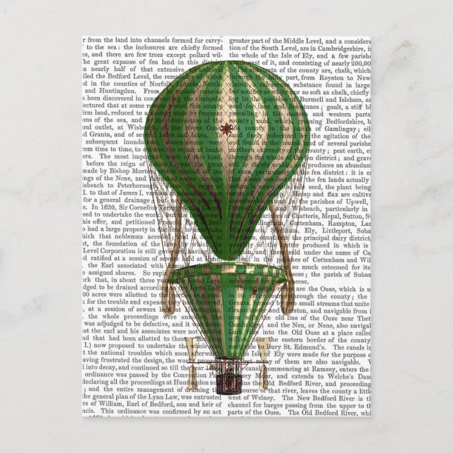 Tiered Hot Air Balloon Green Postcard (Front)