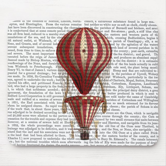 Tiered Hot Air Balloon Print Red Mouse Pad (Front)