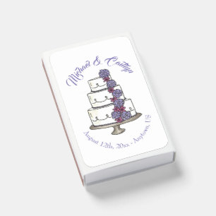 Tiered Purple Floral Wedding Cake Bridal Shower Matchboxes