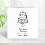 Tiered Wedding Cake Bakery Address Rubber Stamp<br><div class="desc">Vector illustration of a traditional tiered wedding cake on a stand. Text is customizable.</div>