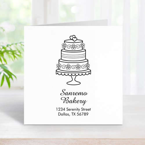 Tiered Wedding Cake Bakery Address Rubber Stamp