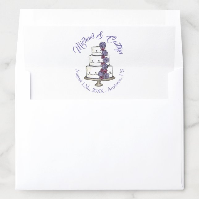Tiered Wedding Cake Bridal Shower Anniversary Envelope Liner (In Envelope)