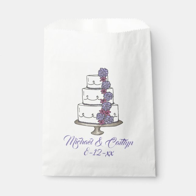 Tiered Wedding Cake Bridal Shower Anniversary Favor Bag (Front)