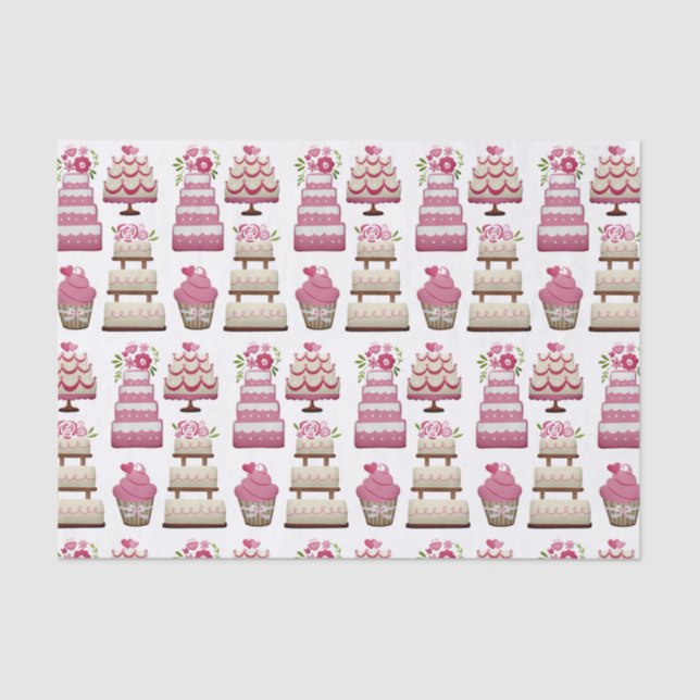 Tiered Wedding Cakes Cute Pattern Tissue Paper (Front)